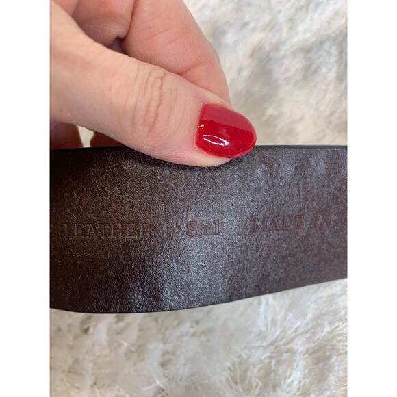 Coldwater Creek Brown Leather Wide Belt Red Beads Sz Small - Picture 4 of 6